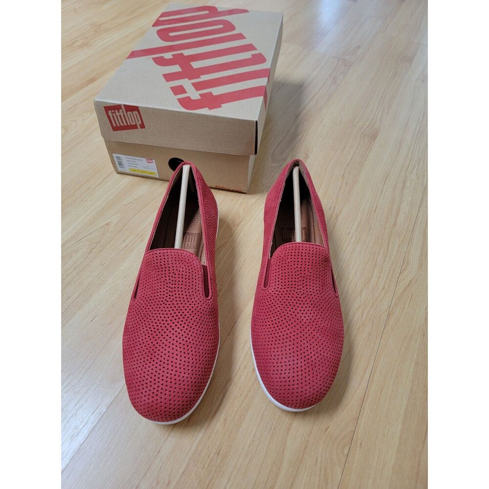 FitFlop F-Pop Skate Perforated Slip On Sneakers Red Women’s US 6